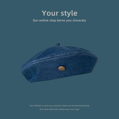 Washed Denim Beret