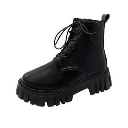 Lace-Up Platform Short Boots