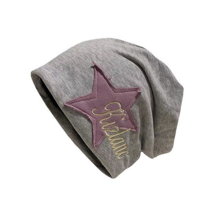 Lettering Star Embroidered Slouchy Beanie