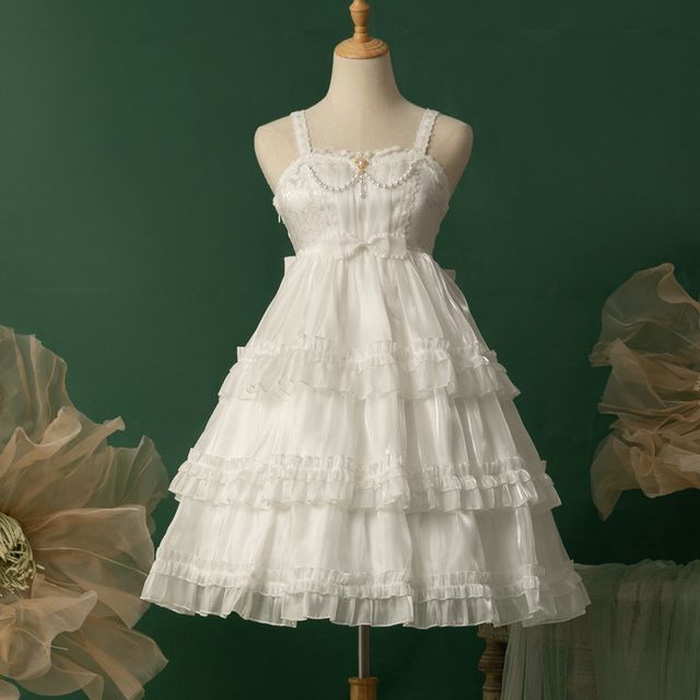 Spaghetti Strap Bow Two Tone Lolita A-Line Dress