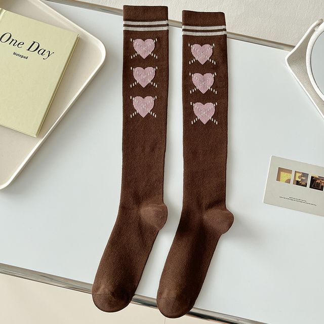 Heart Print Tall Socks