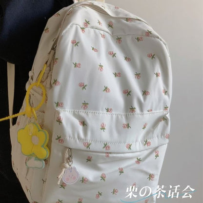 Floral Multi-Pocket Backpack / Bag Charm / Set