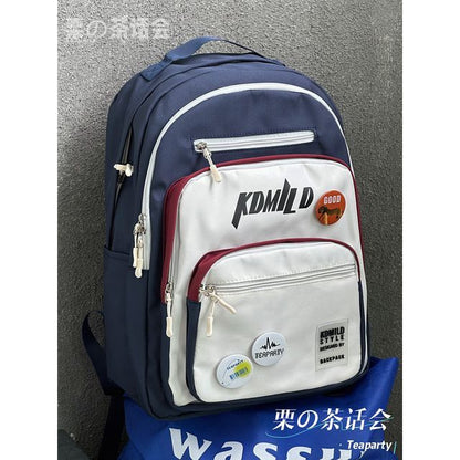 Lettering Multi-Pocket Backpack / Bag Charm / Set