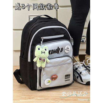 Lettering Multi-Pocket Backpack / Bag Charm / Set