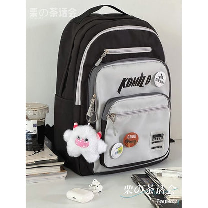 Lettering Multi-Pocket Backpack / Bag Charm / Set