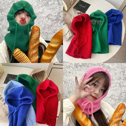 Plain Drawstring Knit Balaclava
