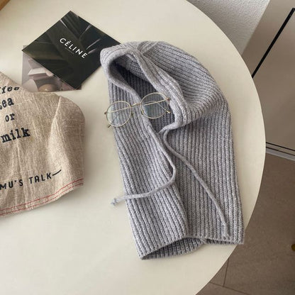 Plain Drawstring Knit Balaclava