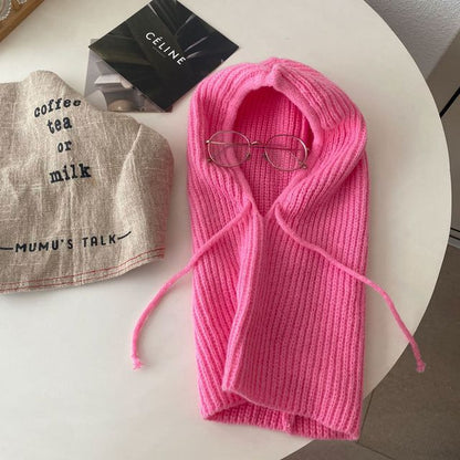 Plain Drawstring Knit Balaclava