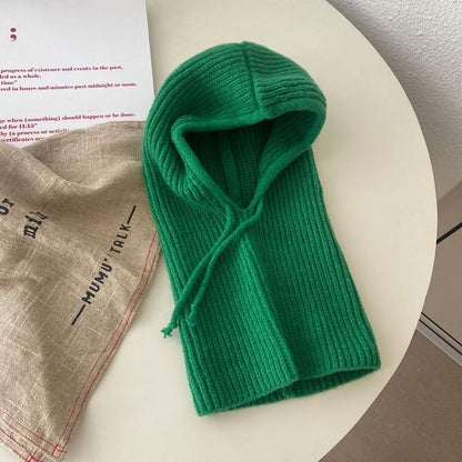 Plain Drawstring Knit Balaclava