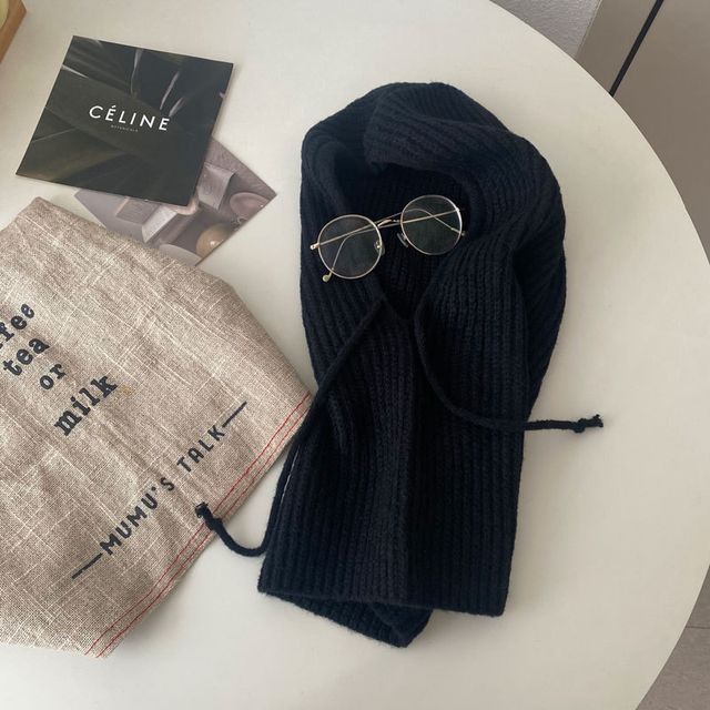 Plain Drawstring Knit Balaclava