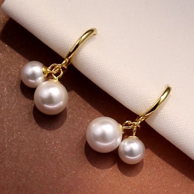 Faux Pearl Sterling Silver Drop Earring