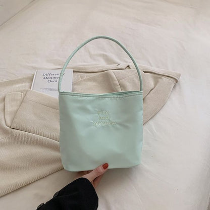 Letter Embroidered Shoulder Bag / Bag Charm / Set