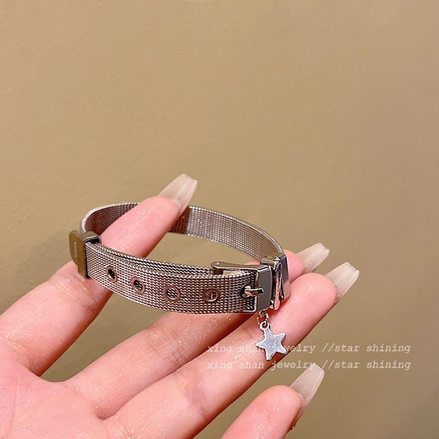 Buckled Faux Bracelet Star Leather Pendant Alloy /