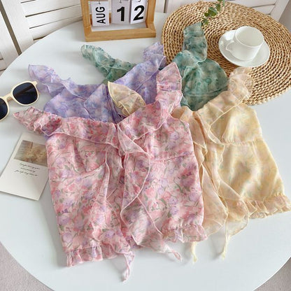 Camisole-Top mit Blumenmuster und Rüschen