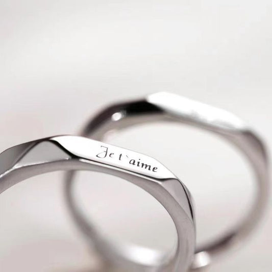 Couple Matching Lettering Alloy Open Ring (Various Designs) / Set