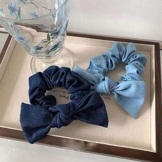 Bow Denim Scrunchie