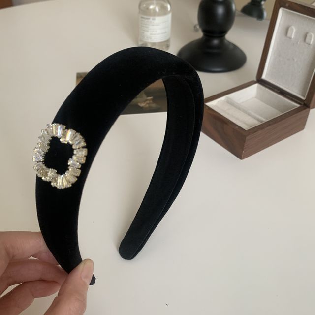 Rhinestone Velvet Headband / Hair Clamp