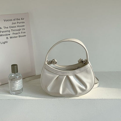 Faux Leather Shirred Crossbody Bag