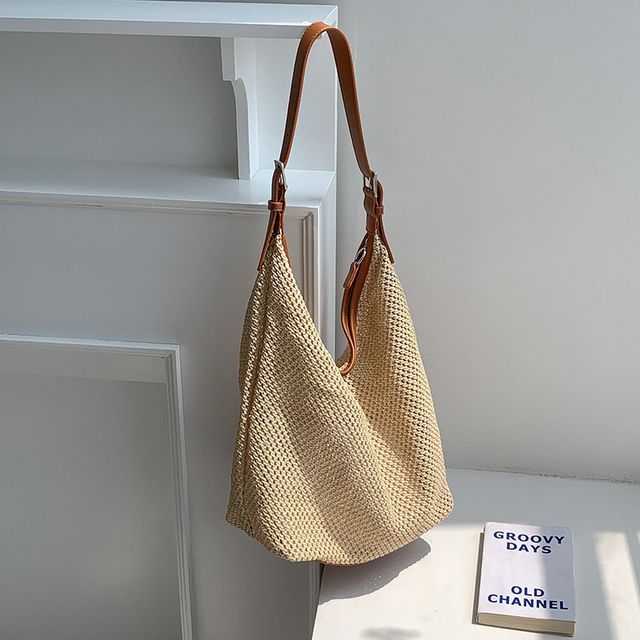 Woven Buckled Tote Bag