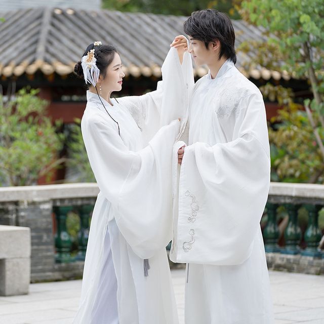 Couple Matching Embroidered Hanfu Blouse / Light Jacket / Pants / Belt