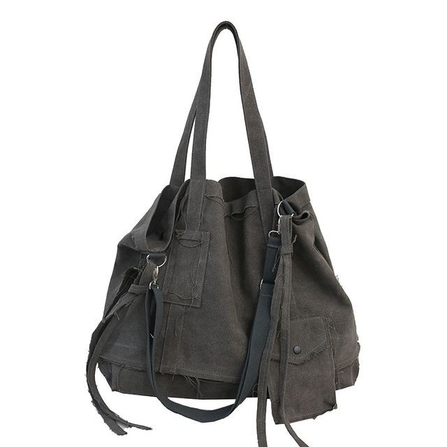 Multi-Pocket Frayed Bag Crossbody