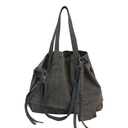 Multi-Pocket Frayed Bag Crossbody