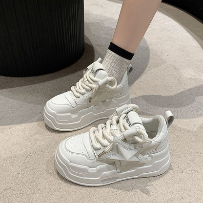 Star Applique Lace-Up Platform Sneakers