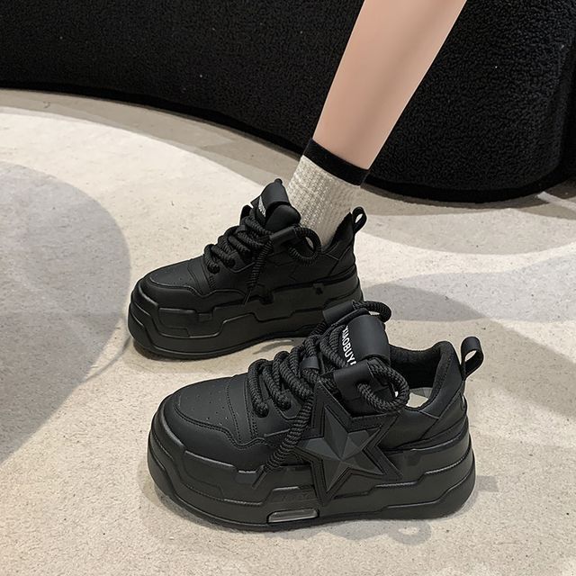 Star Applique Lace-Up Platform Sneakers