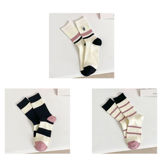 Set of 2 Pairs: Printed Ribbed Socks