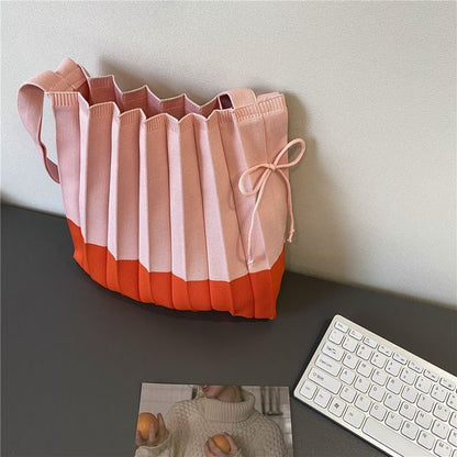 Two Tone Knit Shopper Bag