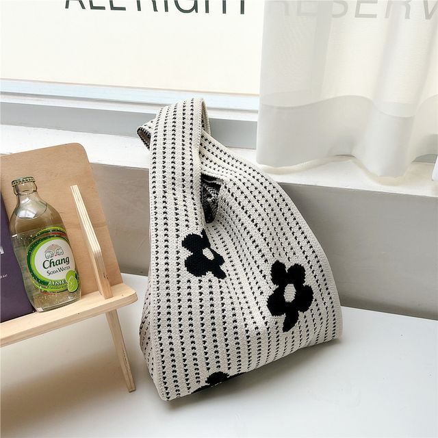 Patterned Knit Shopper Bag