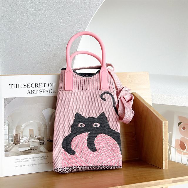 Patterned Knit Mobile Phone Crossbody Bag