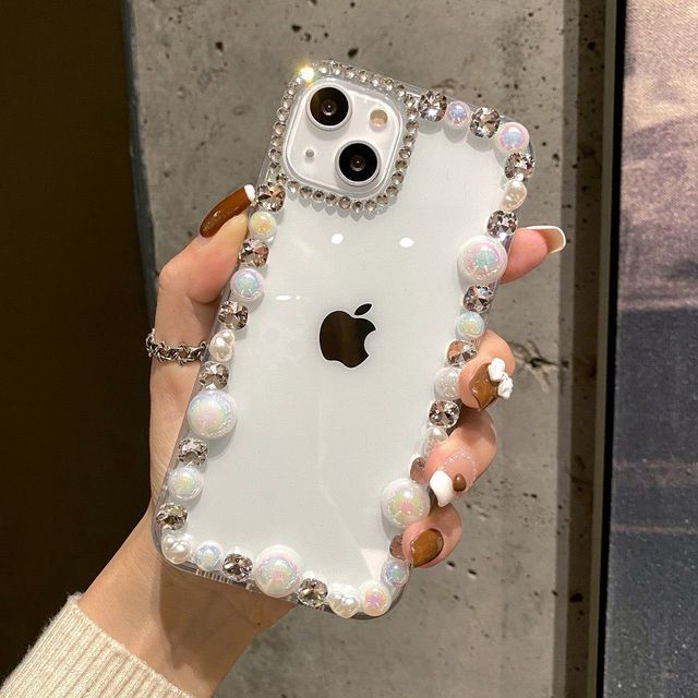 Faux Pearl / Mirrored Transparent Phone Case