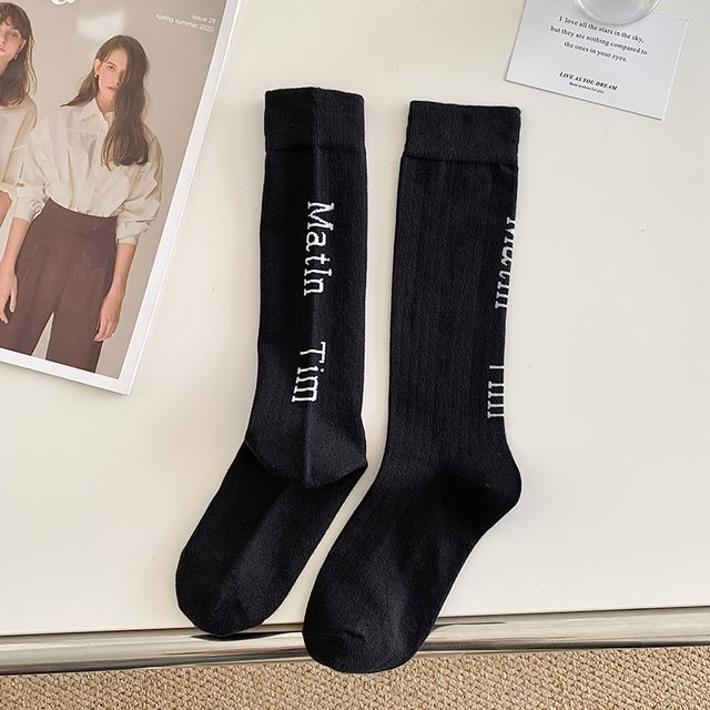 Set Of 2 Pairs: Lettering Socks