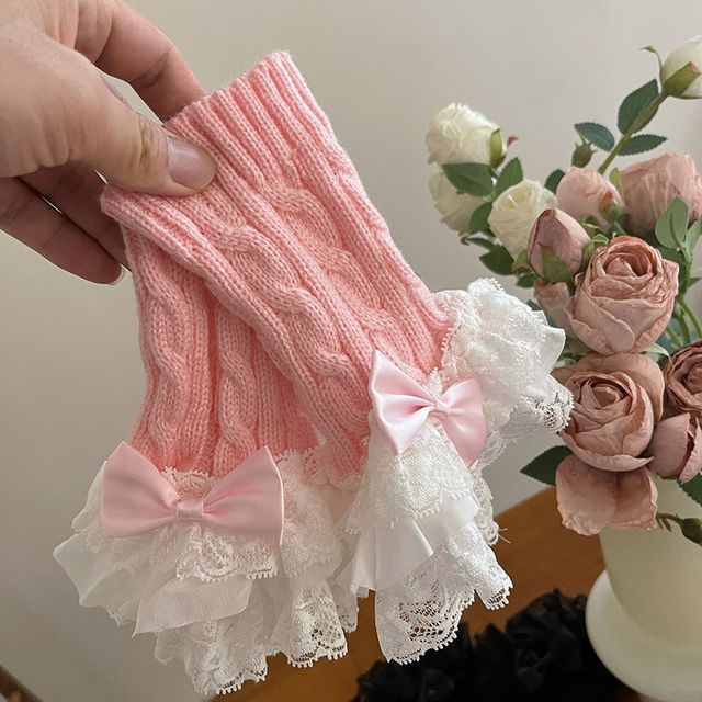 Lace Ruffle Knit Arm Sleeves