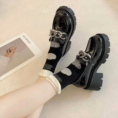 Chain Accent Platform Chunky Heel Loafers