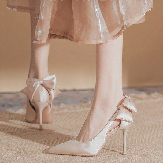 Cutout Bow Stiletto Heel Pumps
