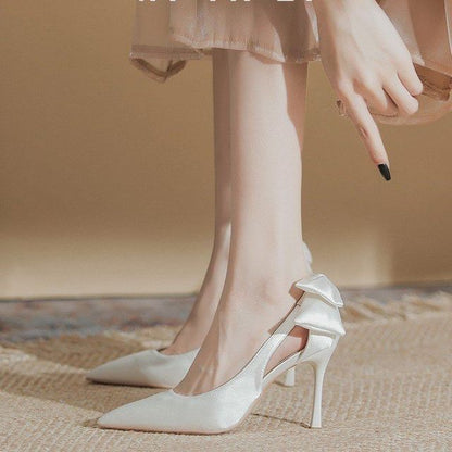 Cutout Bow Stiletto Heel Pumps