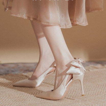 Cutout Bow Stiletto Heel Pumps