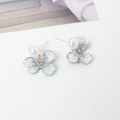 Floral Faux Pearl Drop Earring / Clip-On Earring