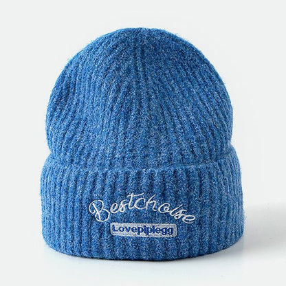 Lettering Embroidered Knit Beanie