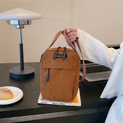 Applique Corduroy Crossbody Bag