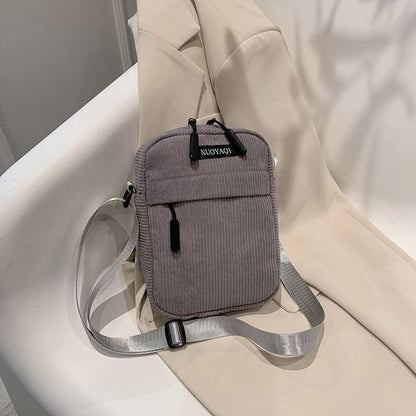 Applique Corduroy Crossbody Bag