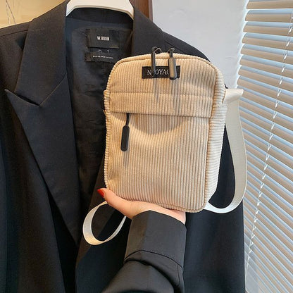 Applique Corduroy Crossbody Bag