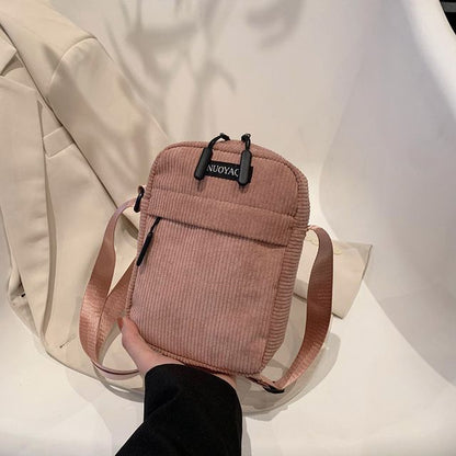 Applique Corduroy Crossbody Bag