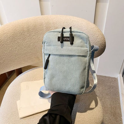 Applique Corduroy Crossbody Bag