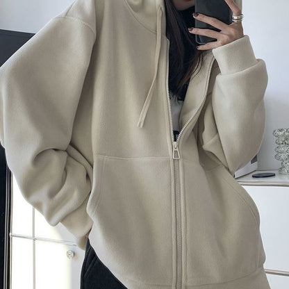 Plain Zip Oversized Hoodie