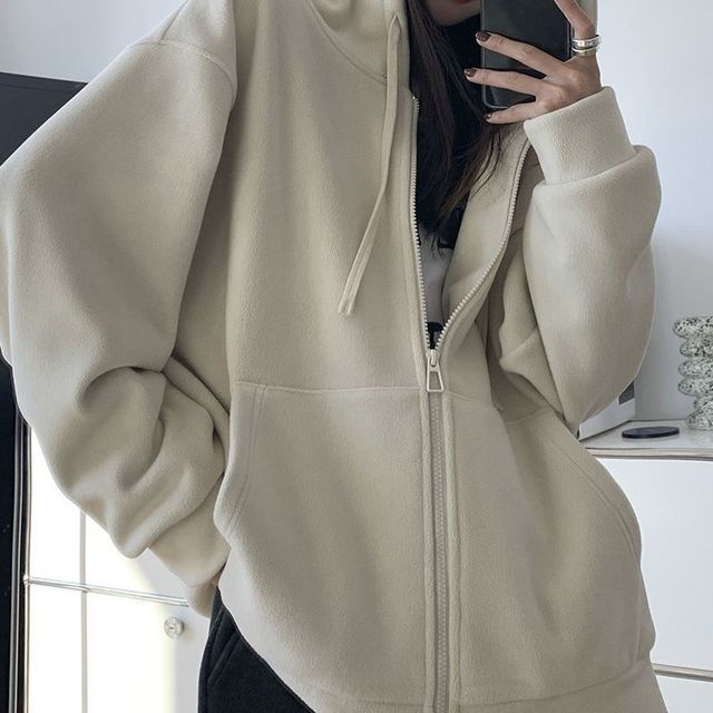 Plain Zip Oversized Hoodie