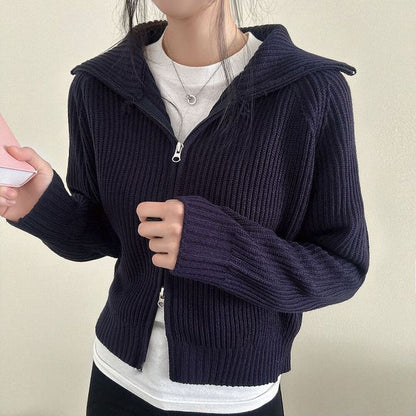 Cardigan uni zippé