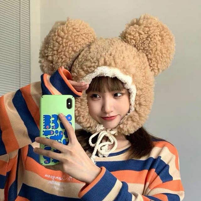Bear Ear Fluffy Trapper Hat